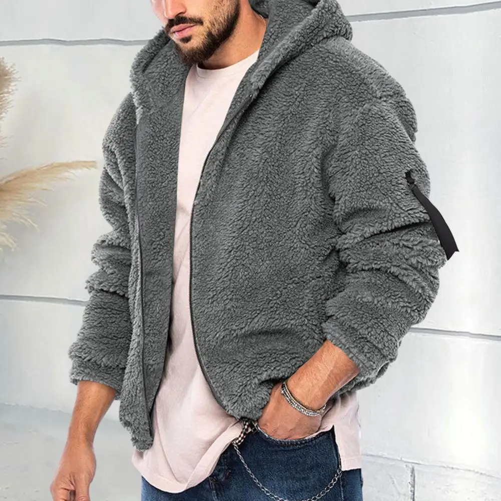 Giacca da uomo in peluche giacca in pile soffice cappotto caldo spesso cappotto con cappuccio a maniche lunghe addensare cappotto da uomo caldo capispalla felpa con cappuccio