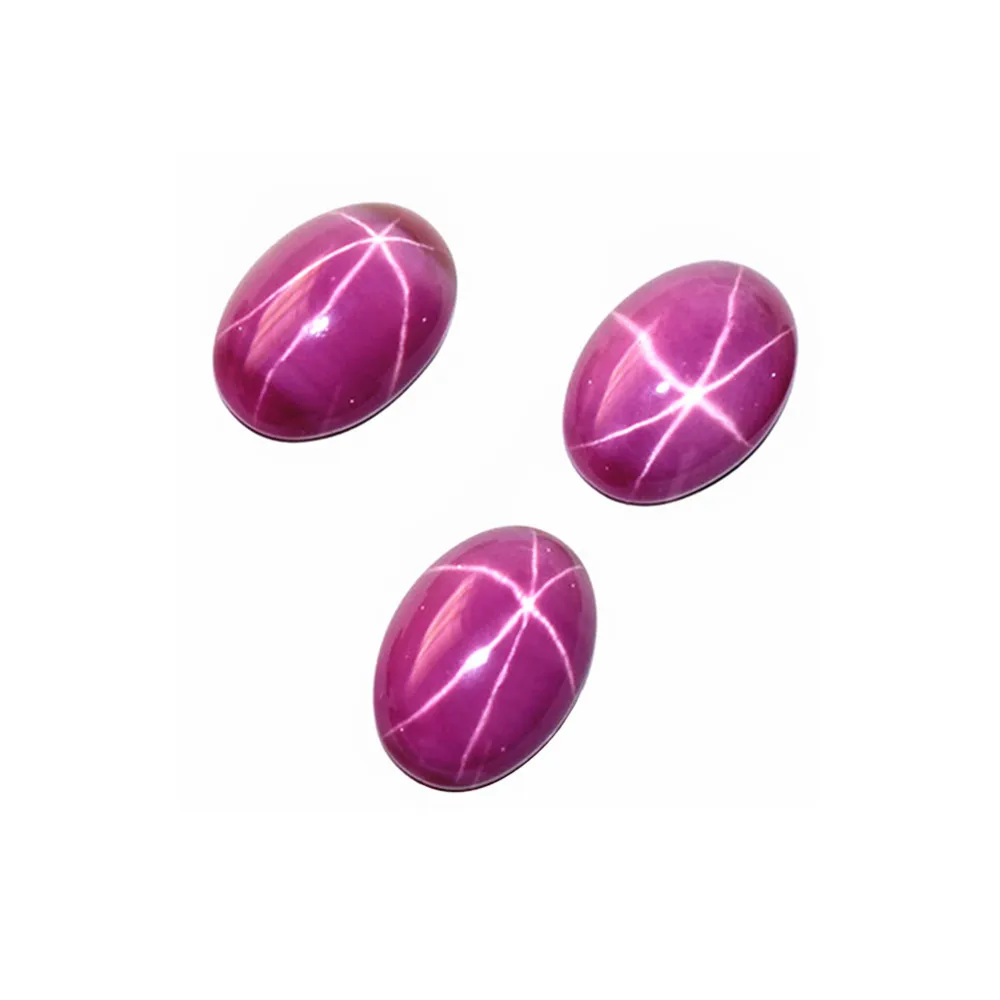 Alta qualità rosa stella rubino Mohs durezza 9 Cabochon ovale superficie liscia lucidata a forma di uovo stella rubino Cabochon retro piatto SC008