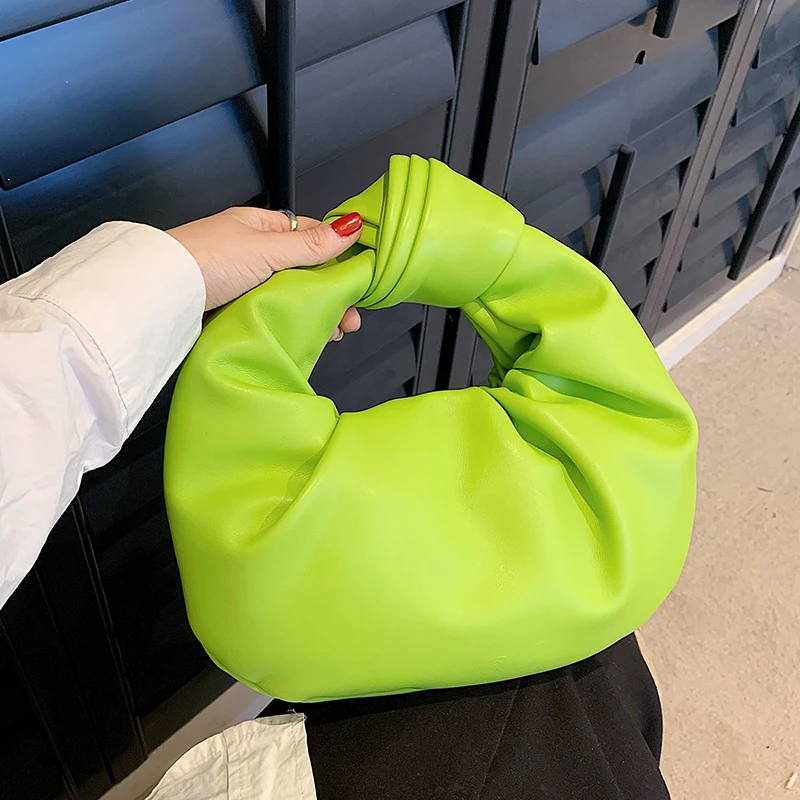 2025 Borsa Hobo di moda Borsa di design di lusso Borsa da donna di marca Tote Bag Borsa con manico annodato Borsa da donna in pelle PU verde viola