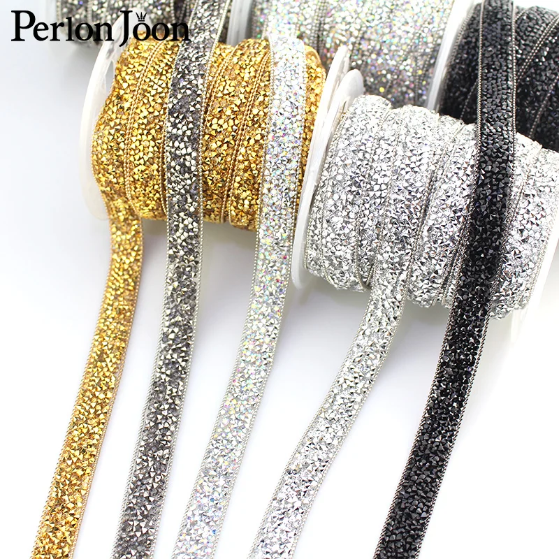 1 metro di cristallo catena trim cristallo Hot Fix strass nastro applique nastro con strass ferro sulle applicazioni per abiti TR101