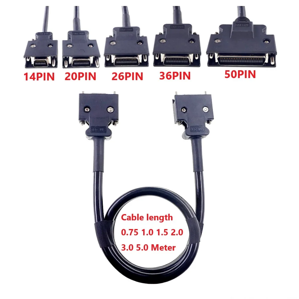 Cavo connettore SCSI da 1 pz MDR 14 20 26 36 50 posizioni Adattatore spina maschio-maschio 0,75 1 1,5 2 3 5 metri Estensione saldata