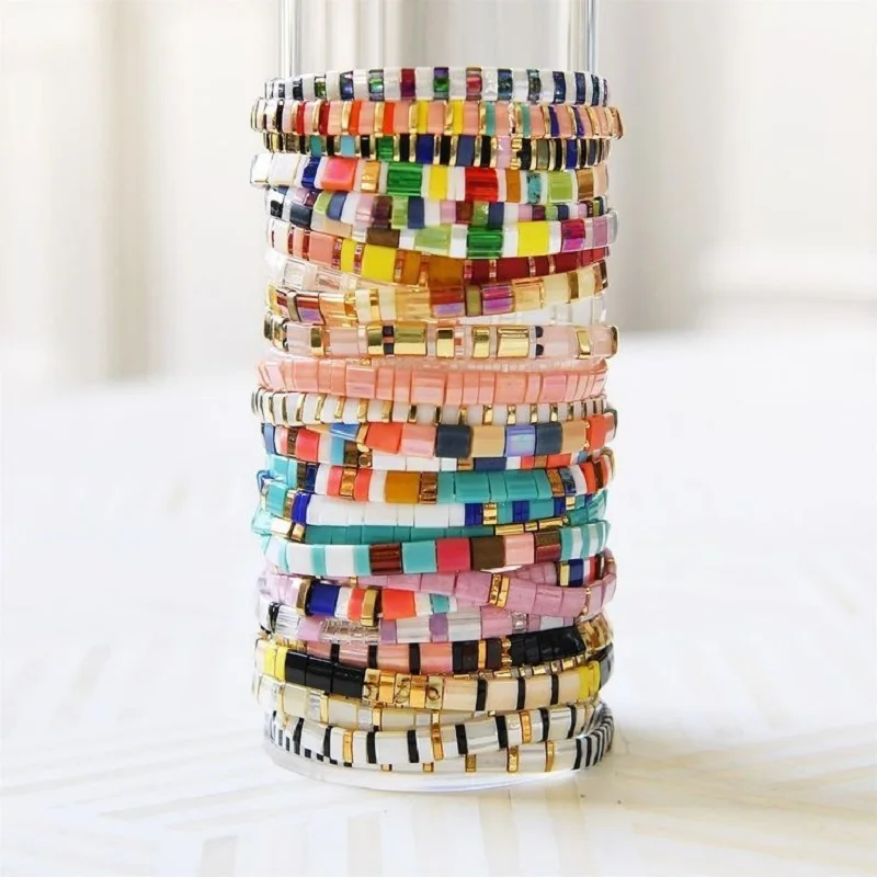 Go2boho Tila Bracciale Gioielli da donna Bohemian Stretch Piastrelle Pulseras Ragazza giapponese Miyuki Delica Perline Braccialetti Regali per lei