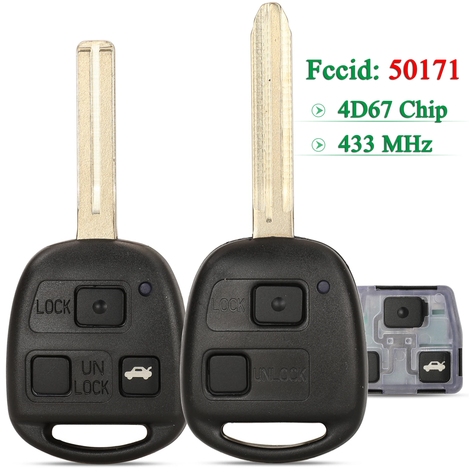 Jingyuqin 2/3 pulsanti chiave a distanza per auto 50171 433MHz 4 d67 Chip per Toyota Prado 120 RAV4 Kluger Previa FJ Cruiser Land Cruiser 100