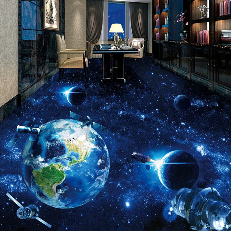 Custom 3D Pavimento Carta Da Parati Universo Cielo Stellato Foto Murale Indossare antiscivolo Impermeabile Ispessito di Auto-adesivo 3D Pavimento piastrelle Murale
