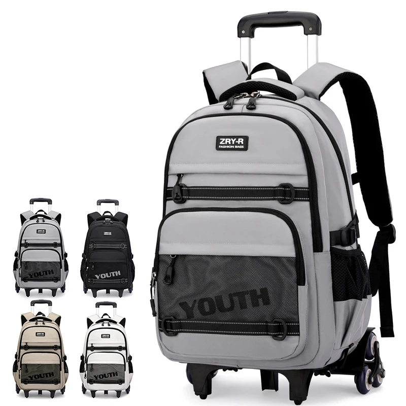 Sac à roulettes pour garçons, sac à dos avec roulettes, sac d'école à roulettes pour adolescents, sac à roulettes pour l'école primaire, mochilas escolares