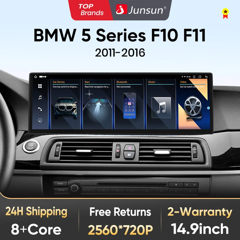 Junsun 14,9 Zoll CarPlay für Apple Car Radio Multimedia für BMW 5er F10 F11 2011-2017 4G Wireless Android Auto GPS Stereo Image