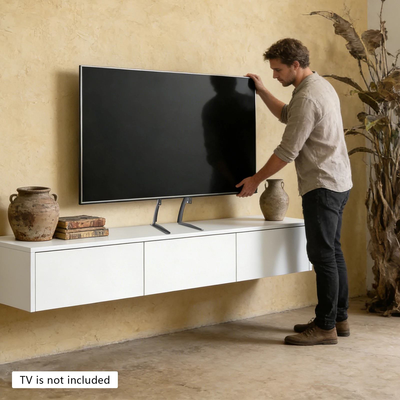 LCD TV-Ständer, Universeller TV-Ständer für 32-70 Zoll Flachbildfernseher, Robuster TV-Halter mit Höhenverstellung, Langlebiger Stahl