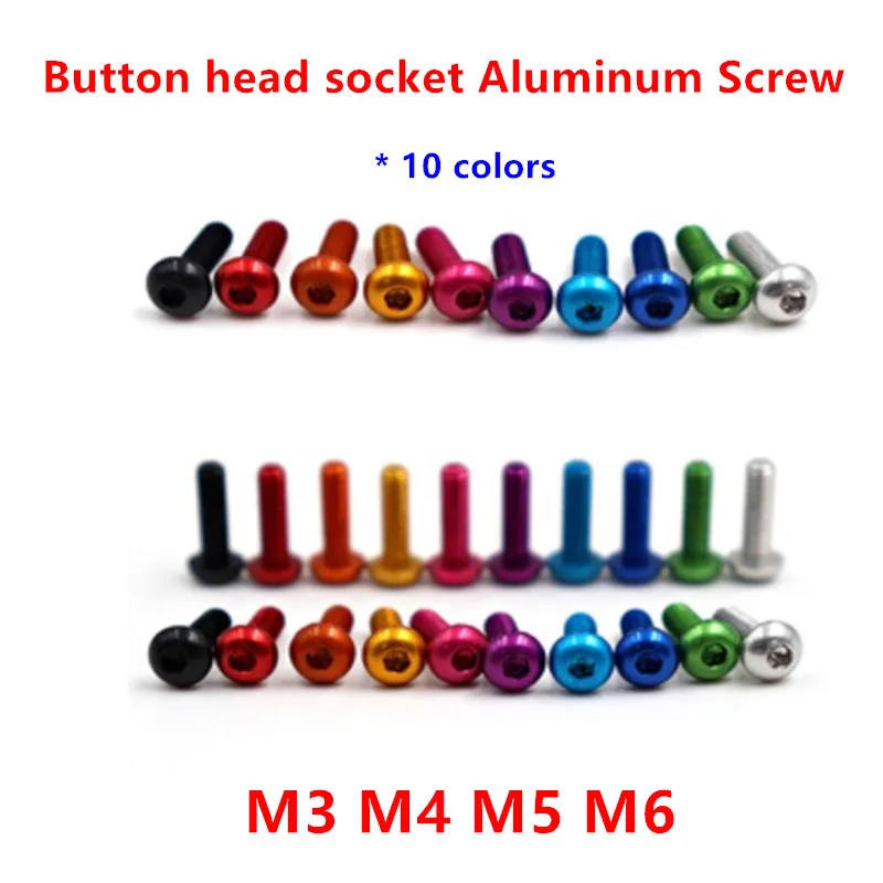10 Stück ISO7380 Aluminium-Halbrundkopfschrauben M3 M4 M5 M6*5/6/8/10/12/16/20/25 bunte Aluminium-Innensechskant-Rundkopfschrauben