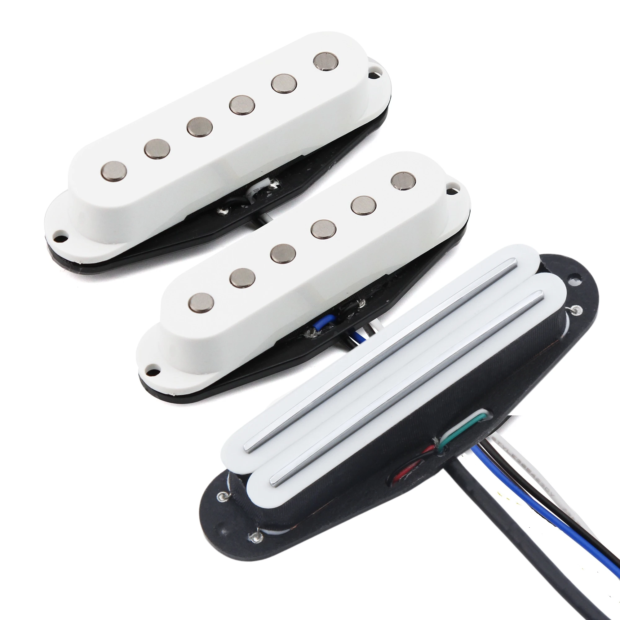 FLEOR 3-teiliges SSS-Gitarren-Tonabnehmer-Set Alnico 5 Single Coil & Hot Dual Rails Pickup Weiß Image