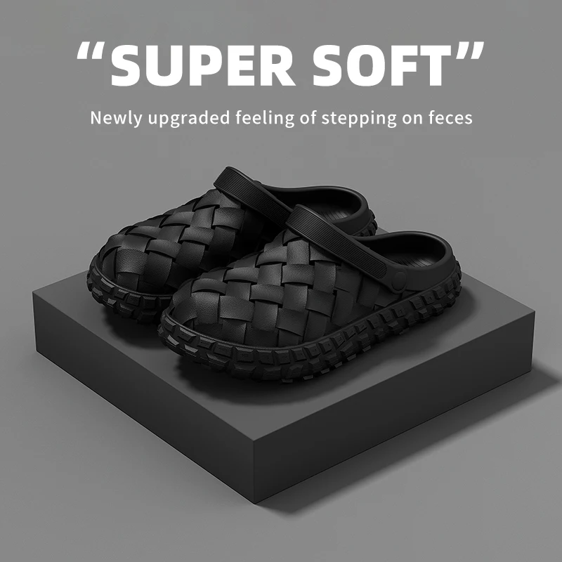 Herren Sommer Neue EVA Clog-Schuhe mit Dicker Sohle, Rutschfest, Geruchshemmend, Zehenbedeckung, Atmungsaktiv, Bequeme Strandsandalen