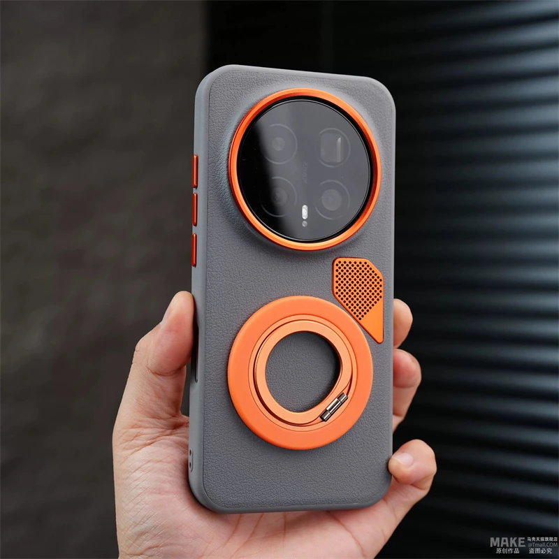 Für Honor Magic 8 Pro Hülle, magnetisch, für MagSafe, luxuriöser Silikon-Leder-Halter, Ring-Rückseite, kühlende, stoßfeste Stoßstange Image