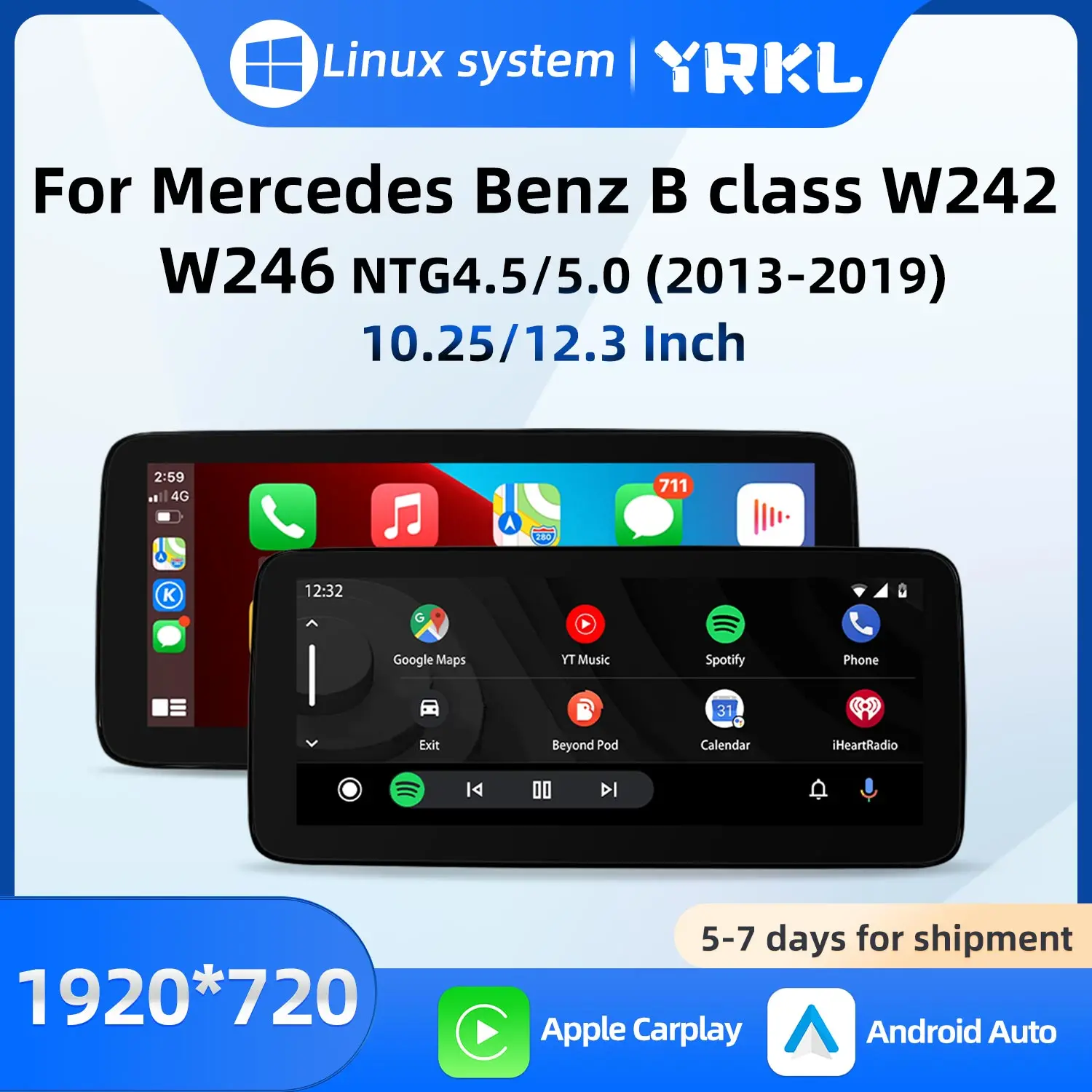 Linux für Mercedes Benz B-Klasse W242 W246 B160 B180 B200 B220 B250 Kabelloses Carplay Auto-Multimedia-BT-Player Android Auto Radio Image