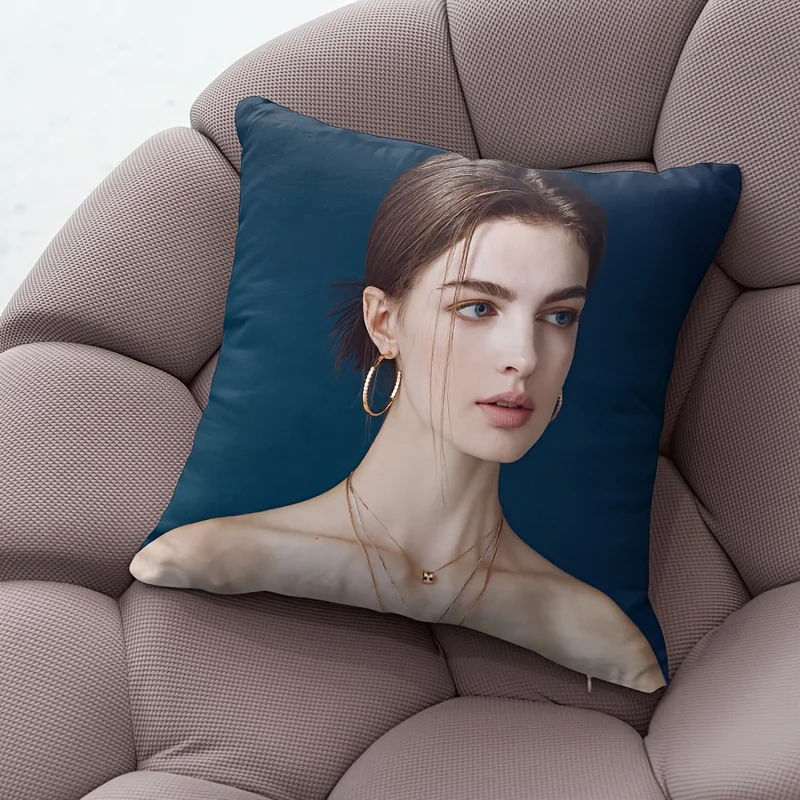 Anpassbarer Familienfoto-Kissenbezug, ohne Innenkern, individuelle Gestaltung von Paarenporträts, Thanksgiving-Abschluss, Vatertag w Image