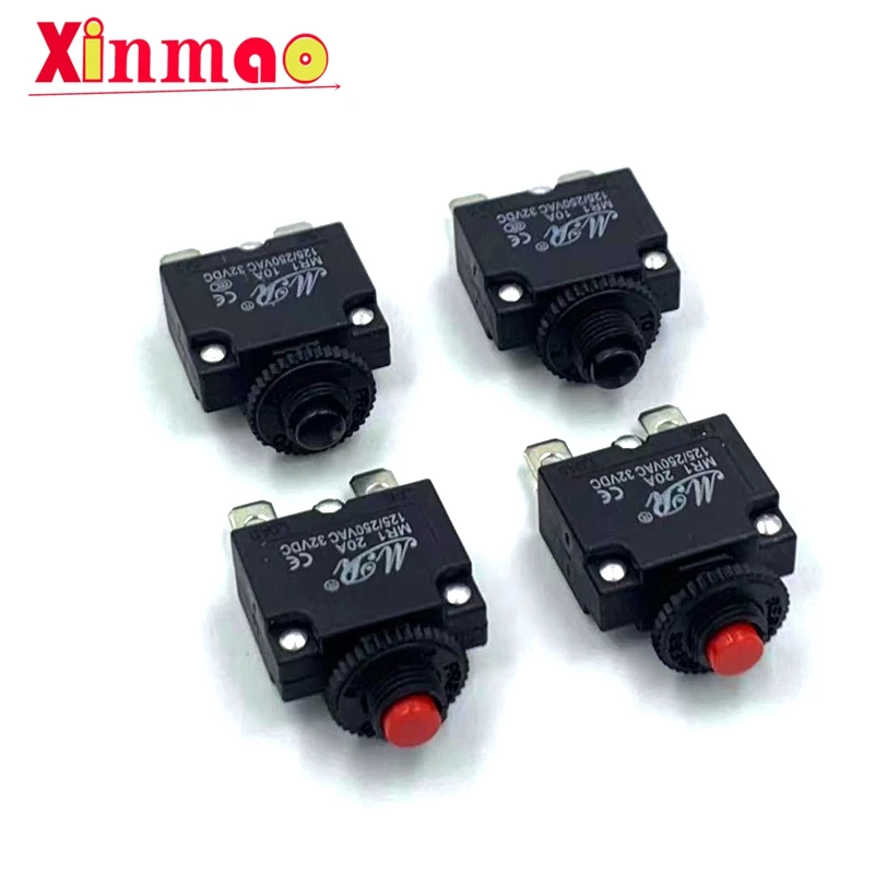 Reset Sicherung Leistungsschalter MR1 2A 3A 4A 5A 6A 7A 8A 10A 15A 20A Thermoschalter Überlastschutz Druckknopf Schwarz WP-01 Image