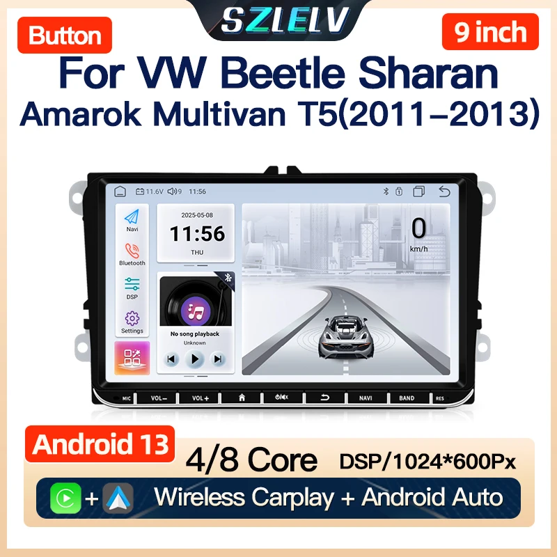Für Volkswagen VW Käfer Sharan Amarok Multivan T5 Android Auto Radio Multimedia Player GPS Carplay Audio Auto Stereo Autoradio Image