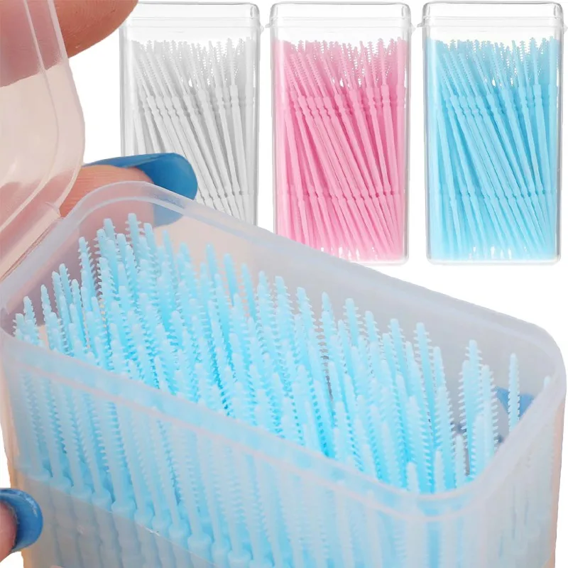 Einweg-Zahnstocher mit Fischgrätenmuster, doppelseitige Zahnreinigung, Zahnfleischhygiene-Sticks, Bürsten, tragbar, ultrafeiner Pick-Stick, Mundhygiene Image