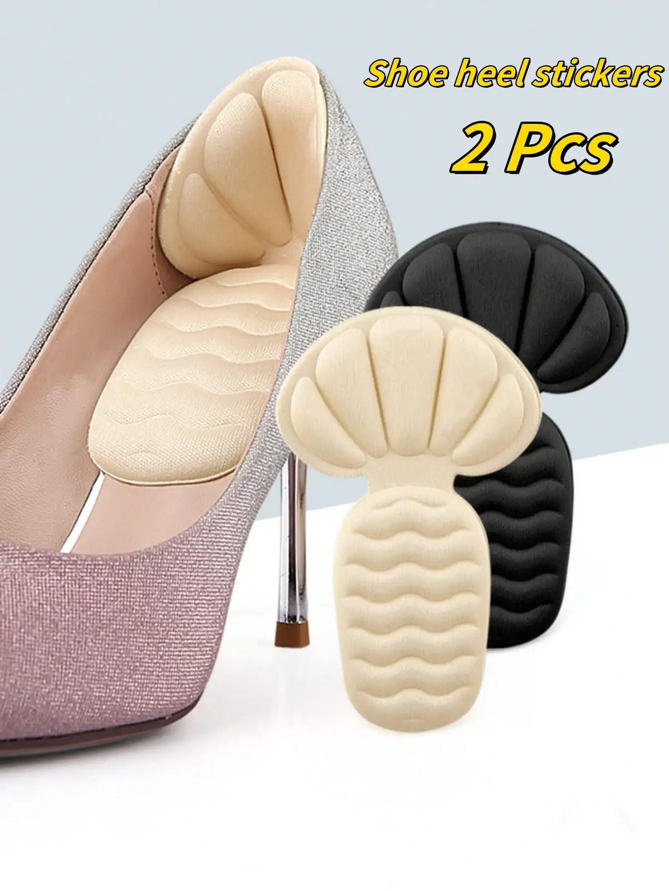 1 Paar Fersenpolster, Sportschuh-Fersenschutz, Schmerzlinderung, Schuhgrößenreduzierer, Halbe Einlegesohlen-Ferseneinlagen, T-förmige Schuh-Fußpolster Image