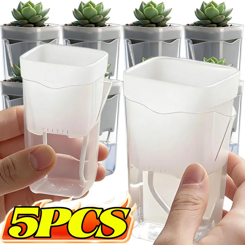 Automatischer Bewässerungs-Blumentopf aus Durchsichtigem Kunststoff mit Drainagelöchern für Sukkulenten und Stecklinge, Haushaltsdekoration und Gartenwerkzeug Image