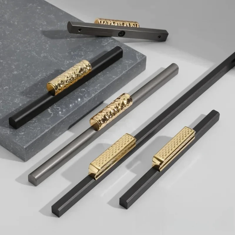 Kreativer nordischer Kleiderschrank-Türgriff in Schwarz und Gold, schlichter Schubladen- und Weinschrankgriff, Möbelbeschlag, Türgriff