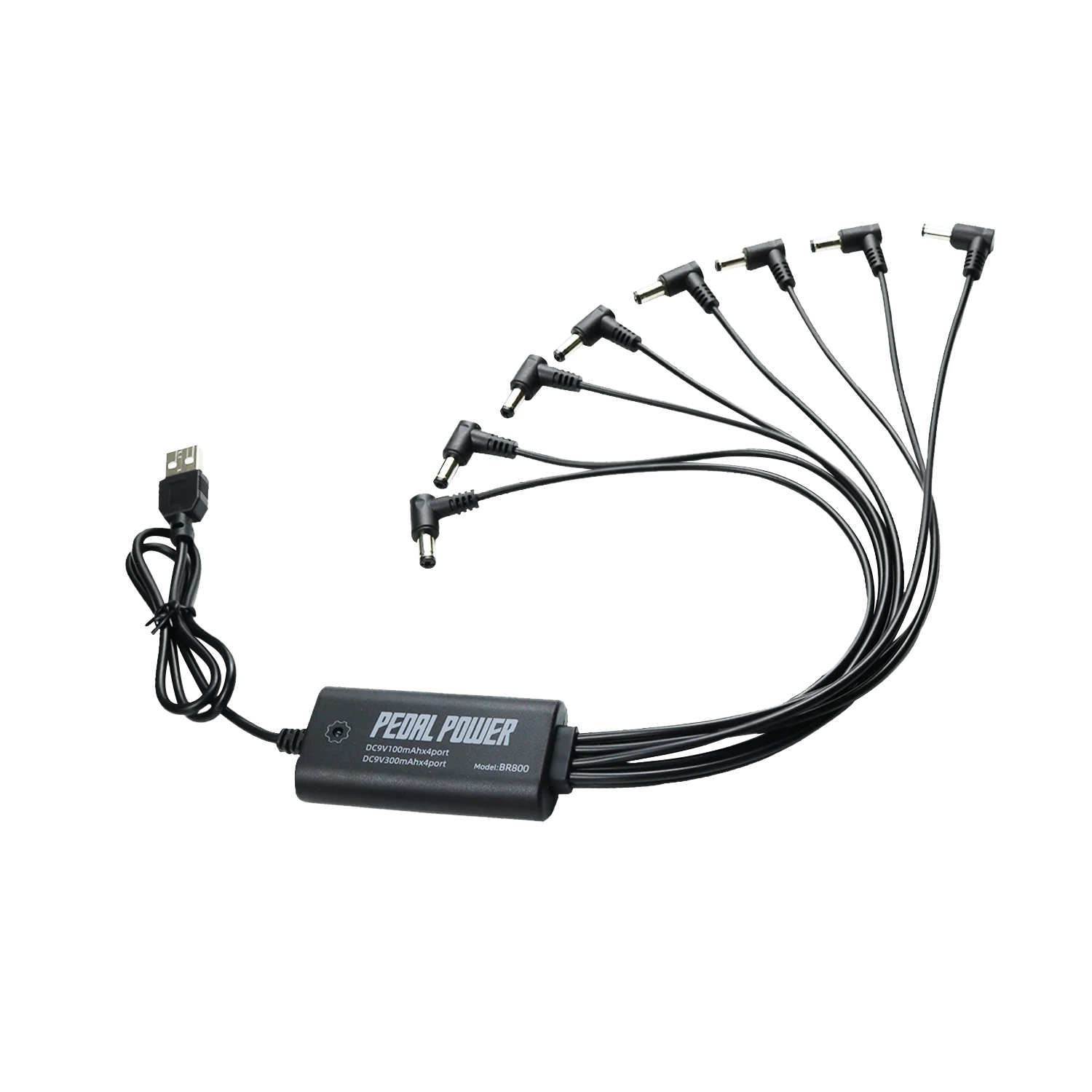 Gitarrenpedal-Netzteil mit 8 isolierten 90-Grad-Winkel-DC9V-Ausgängen für Effektpedalboard und USB-5V-Eingang Image