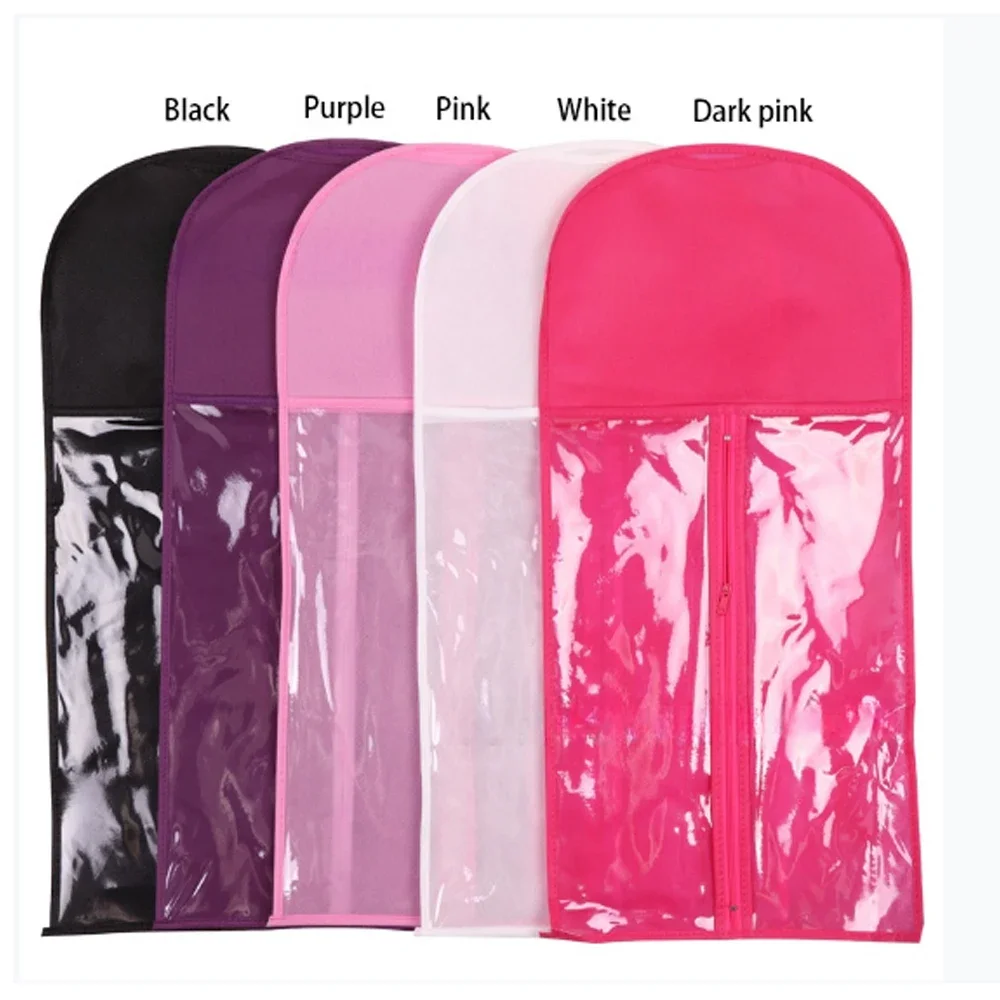 4er-Set lange Perücken-Aufbewahrungstasche, Halter für Haarverlängerungen, Aufbewahrungstasche mit Aufhänger für Zuhause, Salon, Organizer, Rosa/Schwarz/Lila Image