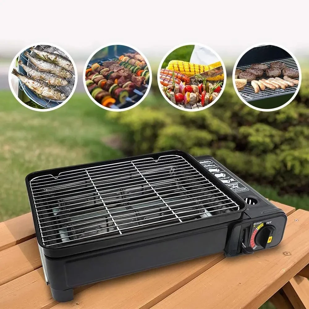 Tragbarer Camping-Grill, Outdoor-Butangasgrill, rauchfreier Fleischgrill für den Heimgebrauch (ohne Gas) Image