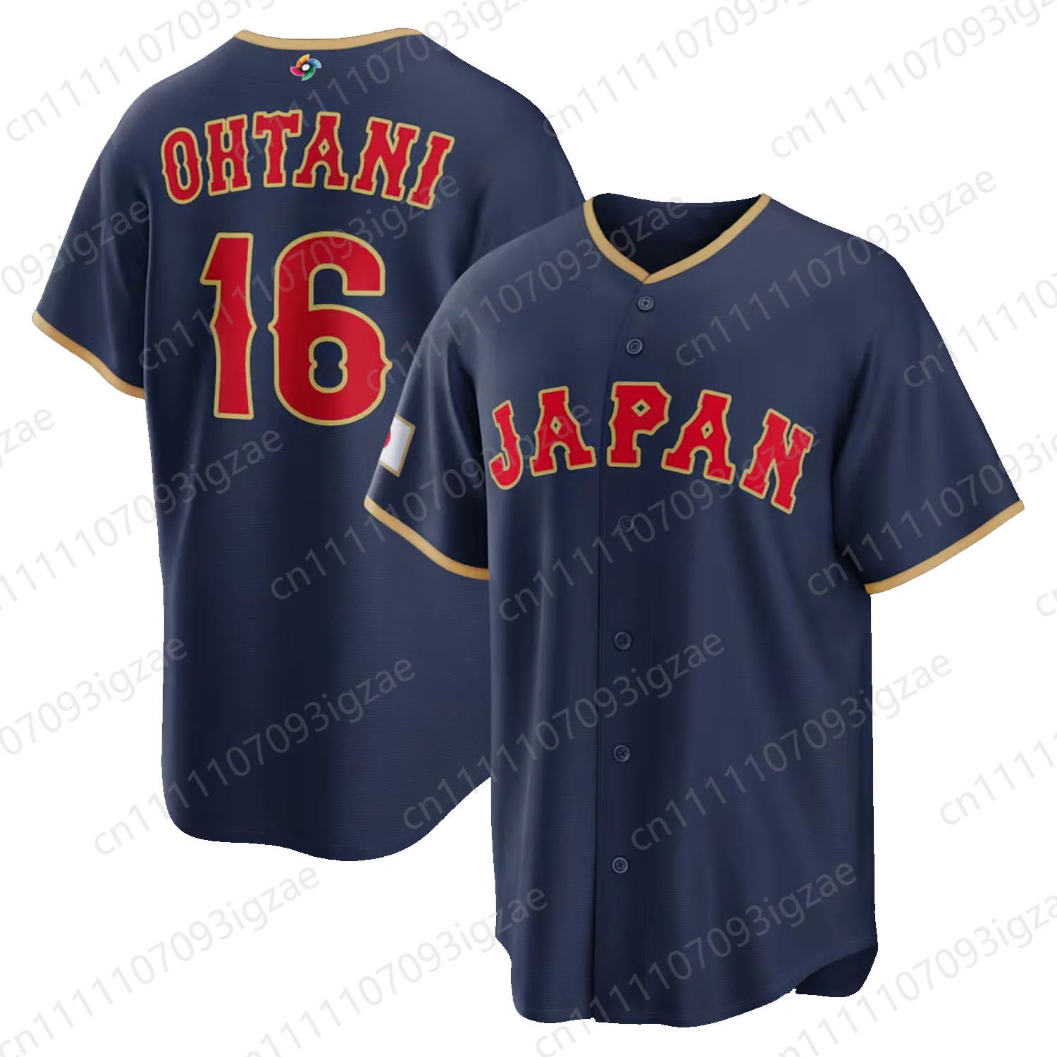 2026 Neues Athletisches Sommer Unisex Japan Baseball Ohtani 16 Navy Button-Down Baseball Trikot Sportshirt Image