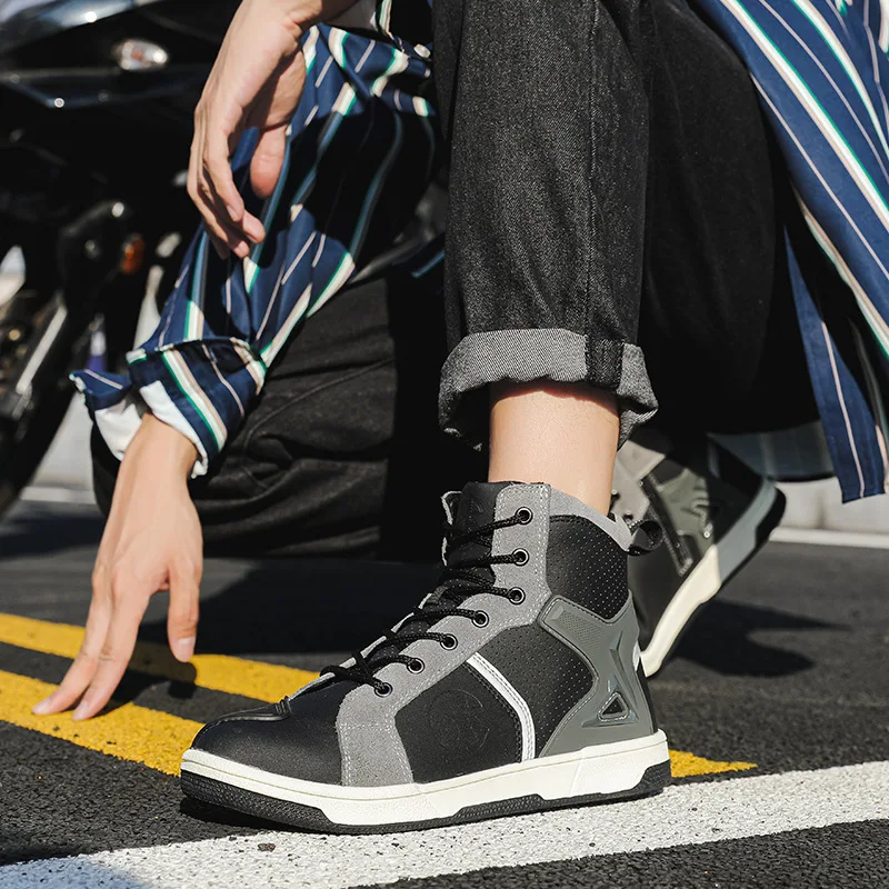 Motos Riders Schutzstiefel, wasserdichte Motorradstiefel, rutschfeste Motocross Mountain Racing Schuhe, Freizeitschuhe