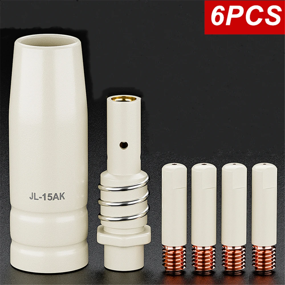 6 Stück/Packung, MB-15AK 15AK Beschichtetes Schweißwerkzeug 0,8mm 1,0mm 1,2mm Violett-Kupfer Leitfähige Beschichtungsdüse Isolierhülse Verbindungselement Image