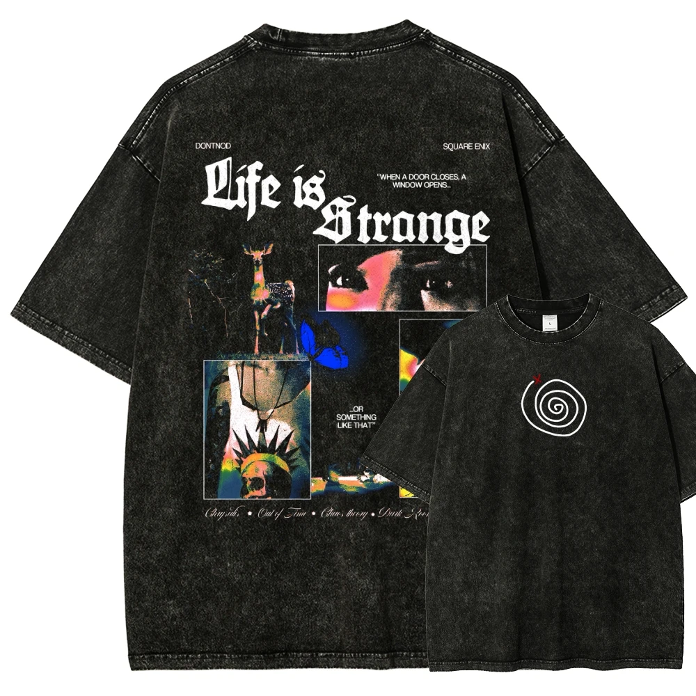 Life is Strange Washed T-Shirt, Persönlichkeitskleidung, geeignet für alle Jahreszeiten, Übergröße, Unisex, Streetwear, hochwertiges, heiß begehrtes Produkt Image