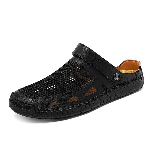 Braune, perforierte Herren-Sandalen zum Hineinschlüpfen – atmungsaktiv, bequem, leicht, perfekt für Sommer, Freizeit und Outdoor-Aktivitäten Image