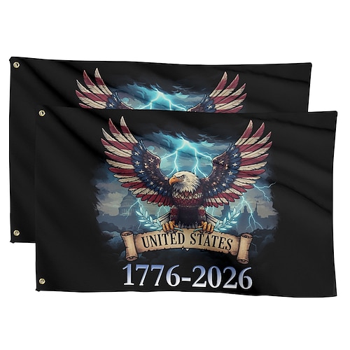 2 Stück USA-Gartenflaggen zum 250. Jahrestag (1776–2026), patriotische amerikanische Geburtstagsbanner für den Außenbereich, geeignet für Garten, Rasen, Veranda oder als Dekoration zum