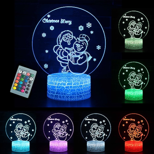 3d weihnachtsnacht lichter geschenk lichter schneemann nachttischlampe für kinder schlafzimmer kamin tischschmuck hause weihnachtsschmuck und geschenk für kinder Image
