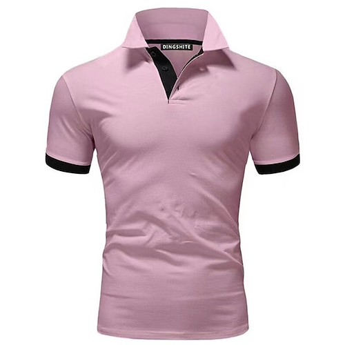 Herren Poloshirt Golfhemd Outdoor Casual Polo-Kragen Kurzarm Klassisch Farbblock Knopf vorne Button-Down Sommer Regular Fit Goldgelb Schwarz / Rot Schwarz Weiß Gelb Rosa Poloshirt Image