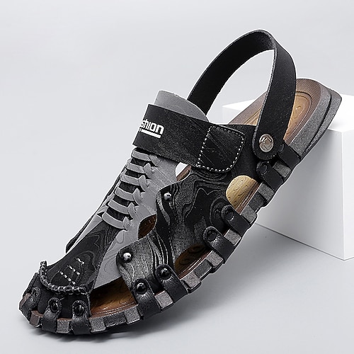 Outdoor-Sportsandalen für Herren, verstellbare Riemen, strapazierfähiges Kunstleder, ideal zum Wandern, für Urlaubsaufenthalte und entspannte Sommerabenteuer. Image