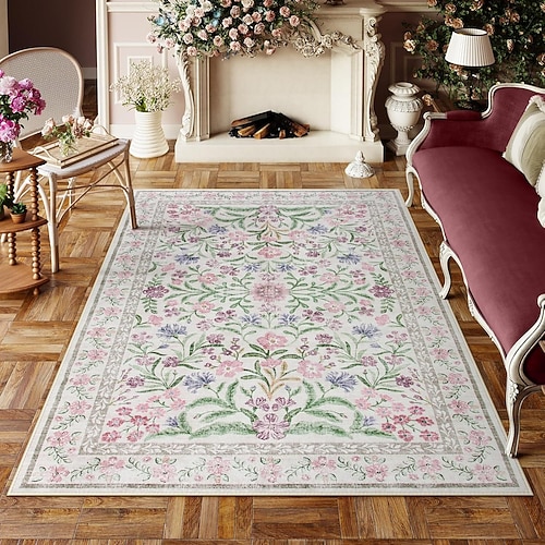 Amerikanischer Samtteppich mit frischem Blumenmuster und Kristalloptik, ideal als Sofateppich, Nachttischvorleger, Wohnzimmerteppich, Couchtischteppich, Schlafzimmerteppich und Küchenteppich, Image