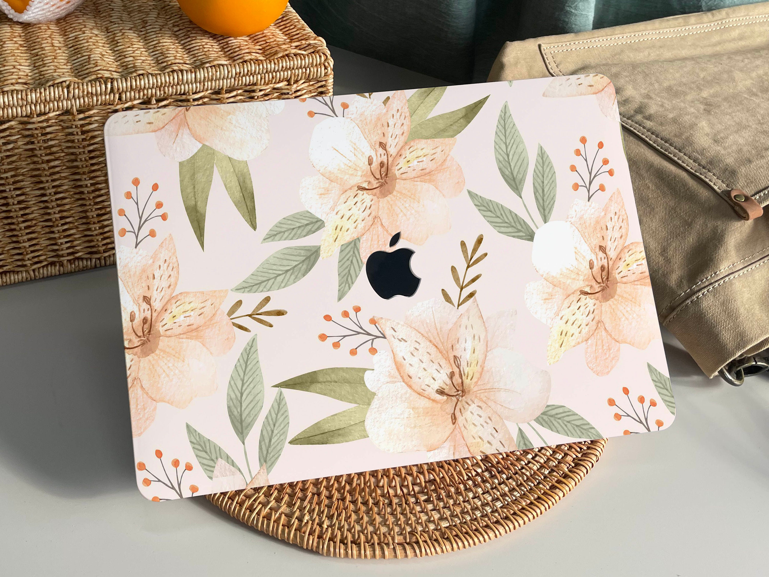 Custodia protettiva rosa pallido con motivo floreale per MacBook, compatibile con MacBook Pro 14, MacBook Air 13, MacBook Pro 13, MacBook Pro 15, MacB