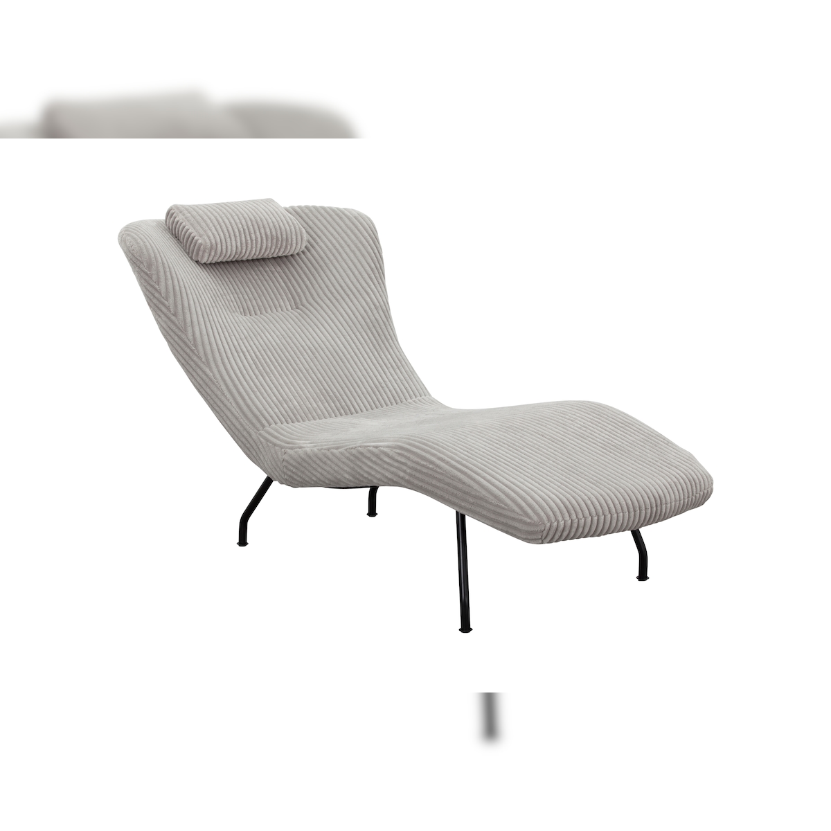 SalesFever Relaxliege mit Nackenkissen | Bezug Texturstoff | Gestell Metall schwarz | B 80 x T 180 x H 82 cm | hellgrau Image