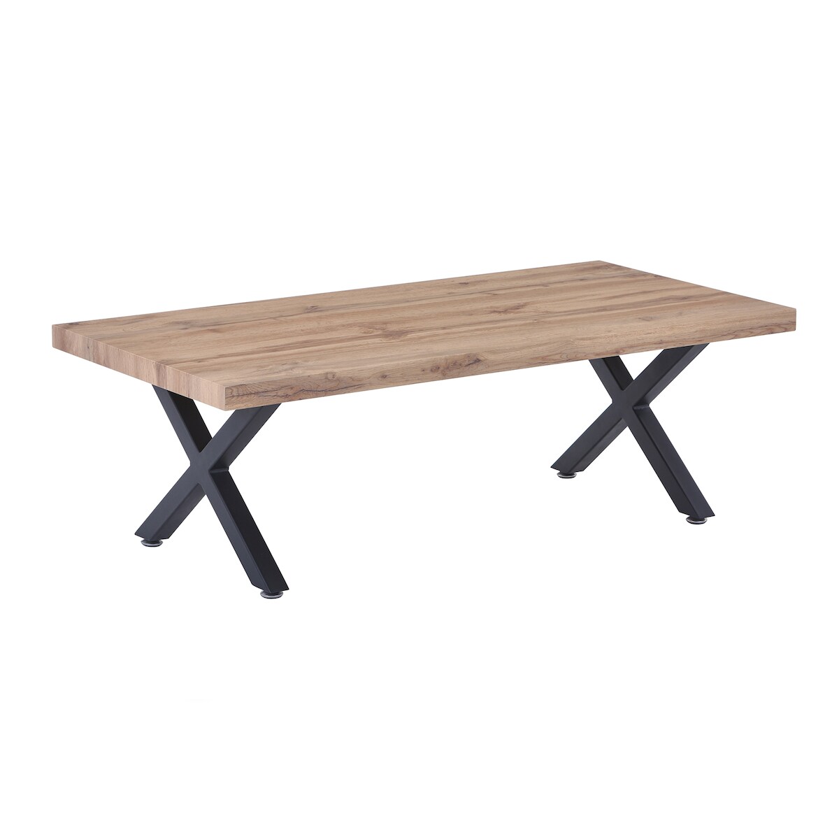 Möbilia Couchtisch 120x60x40 cm | X-Gestell | MDF mit Dekor Wildeiche | B 120 x T 60 x H 40 cm | natur Image