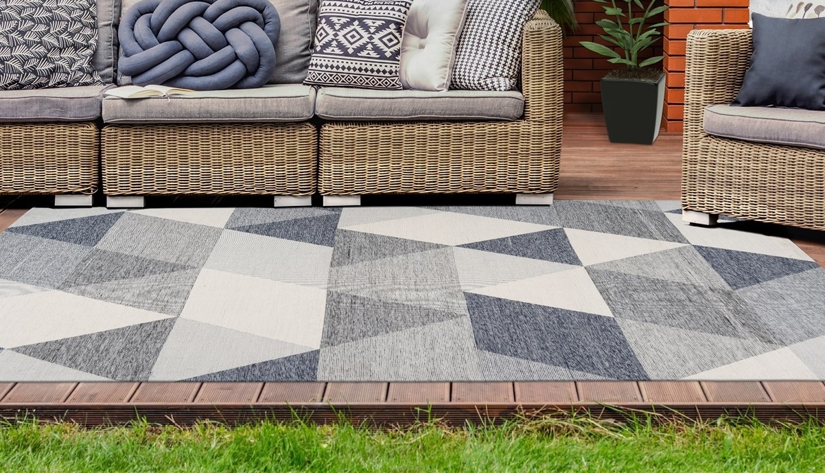 Teppich CALO-DELUXE "Rico 405" Gr. 6, grau (grau, creme), B:200cm H:10mm L:290cm, Kunstfaser, Teppiche, Teppich, In- und Outdoor geeignet, pflegeleicht, Wohnzimmer Image