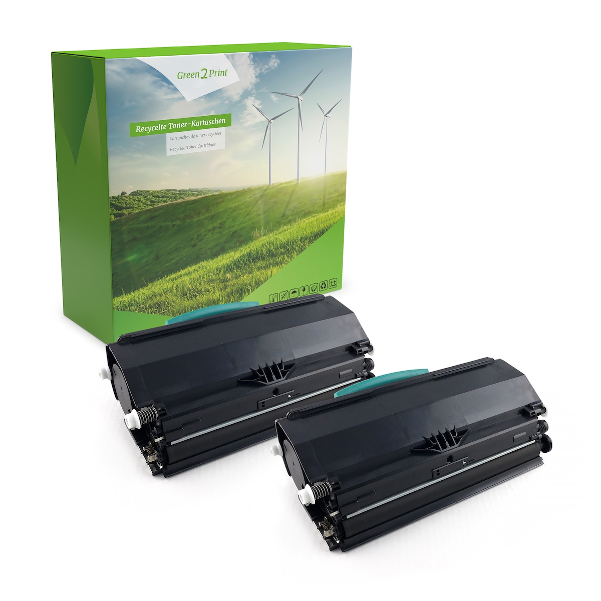 Green2Print Toner Doppelpack, 2 Kartuschen 2x 9000 Seiten ersetzt Lexmark E360H11E, E360H21E passend für Lexmark E360D, E360DN, E460DW, E460DN, E462DT Image