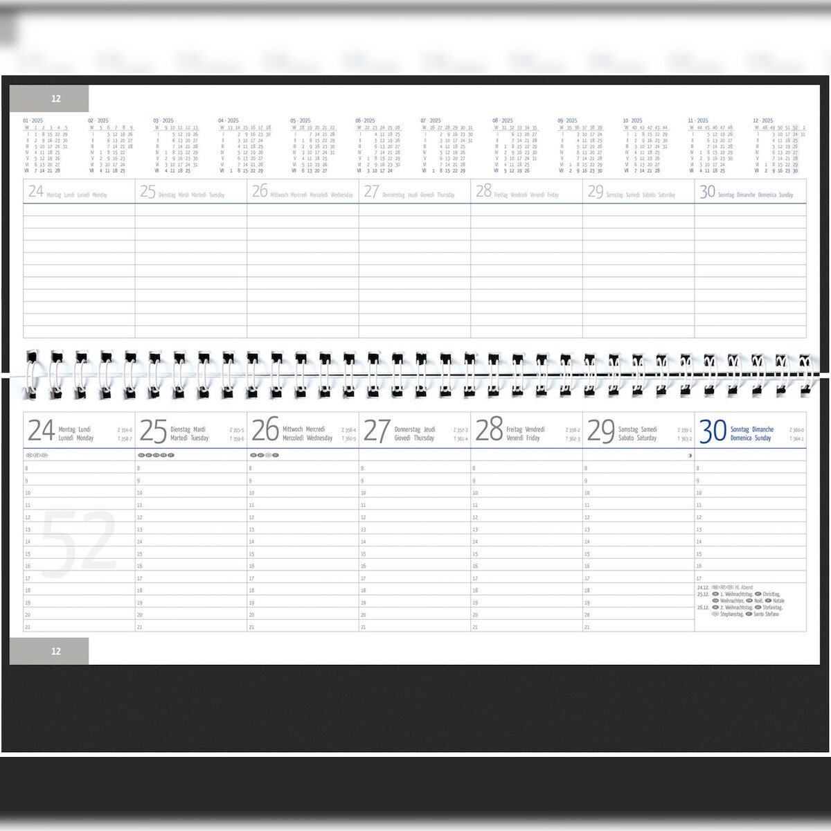 GÜSS Wochenquerkalender, 1W=2S, Tucson schwarz Image
