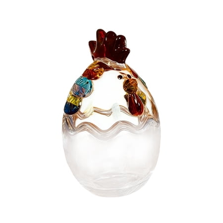 Uranda Glass Rooster on Nest Candy Dish with Lid Retro Decorative Bowl Home Decor Covered Candy Bowl 5.12*3.15 Inch A
