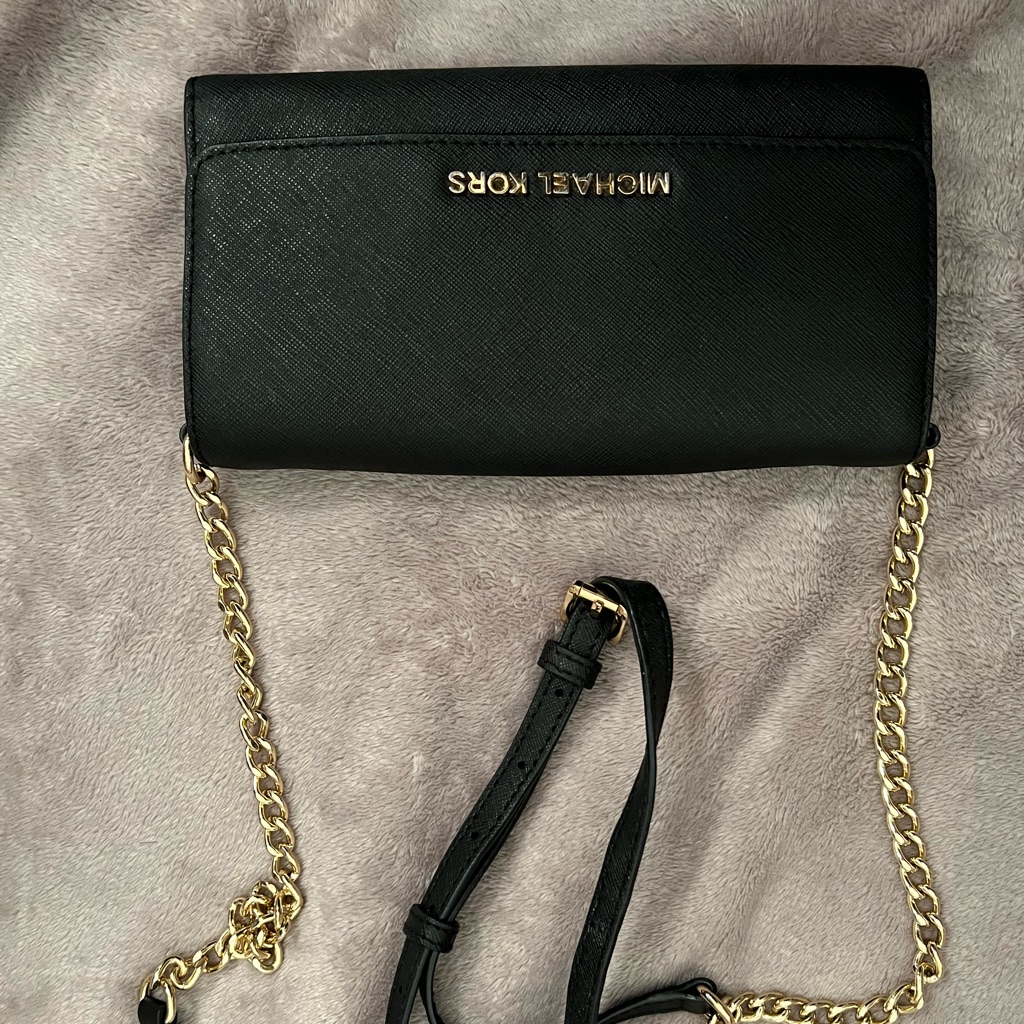 Michael Kors Bags | Black Mk Cross Bag . Used . Good Condition. Leather | Color: Black | Size: Os