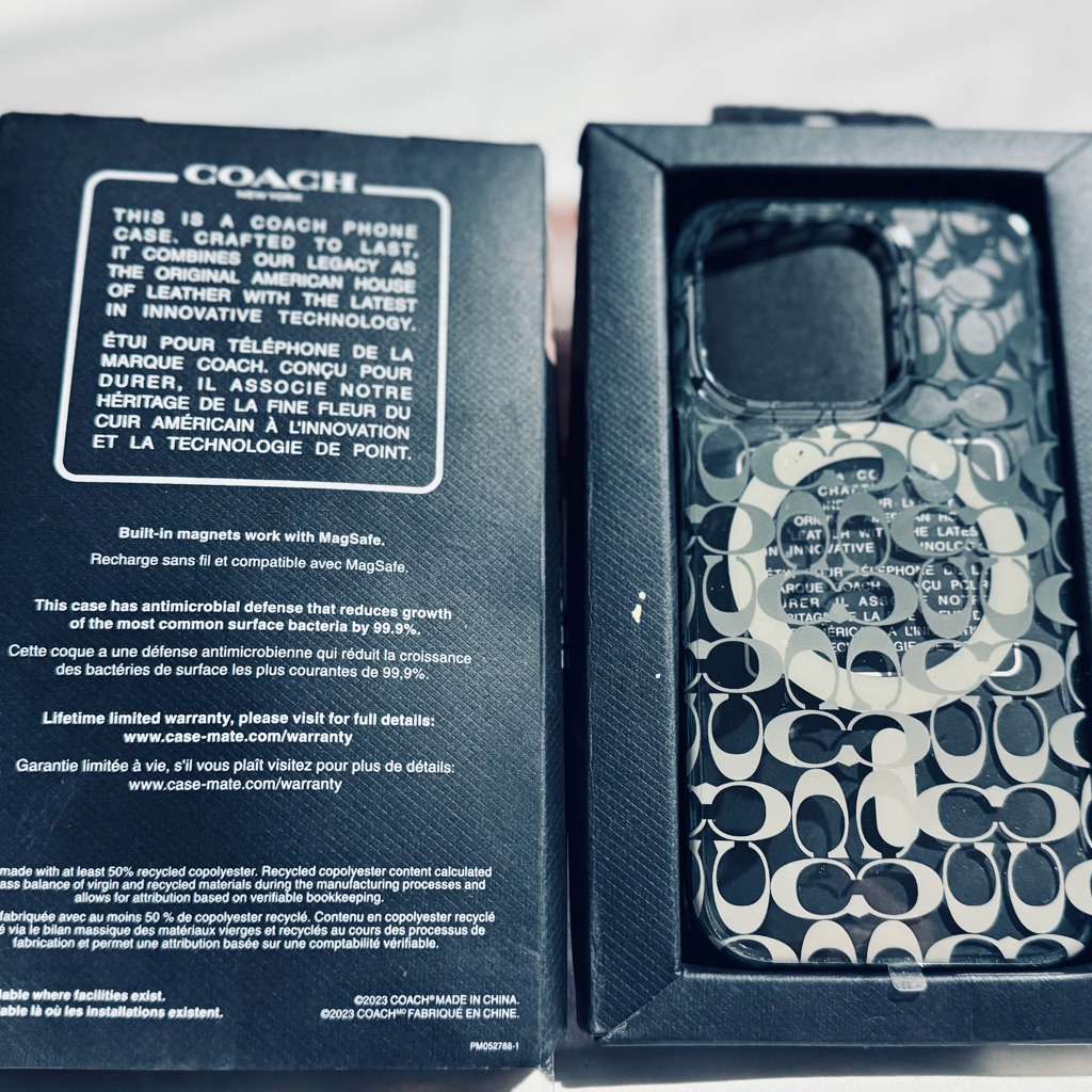 Coach Cell Phones & Accessories | Coach Black & Cream Signature Pattern Magsafe Phone Case 15 Pro | Color: Black/Cream | Size: Os