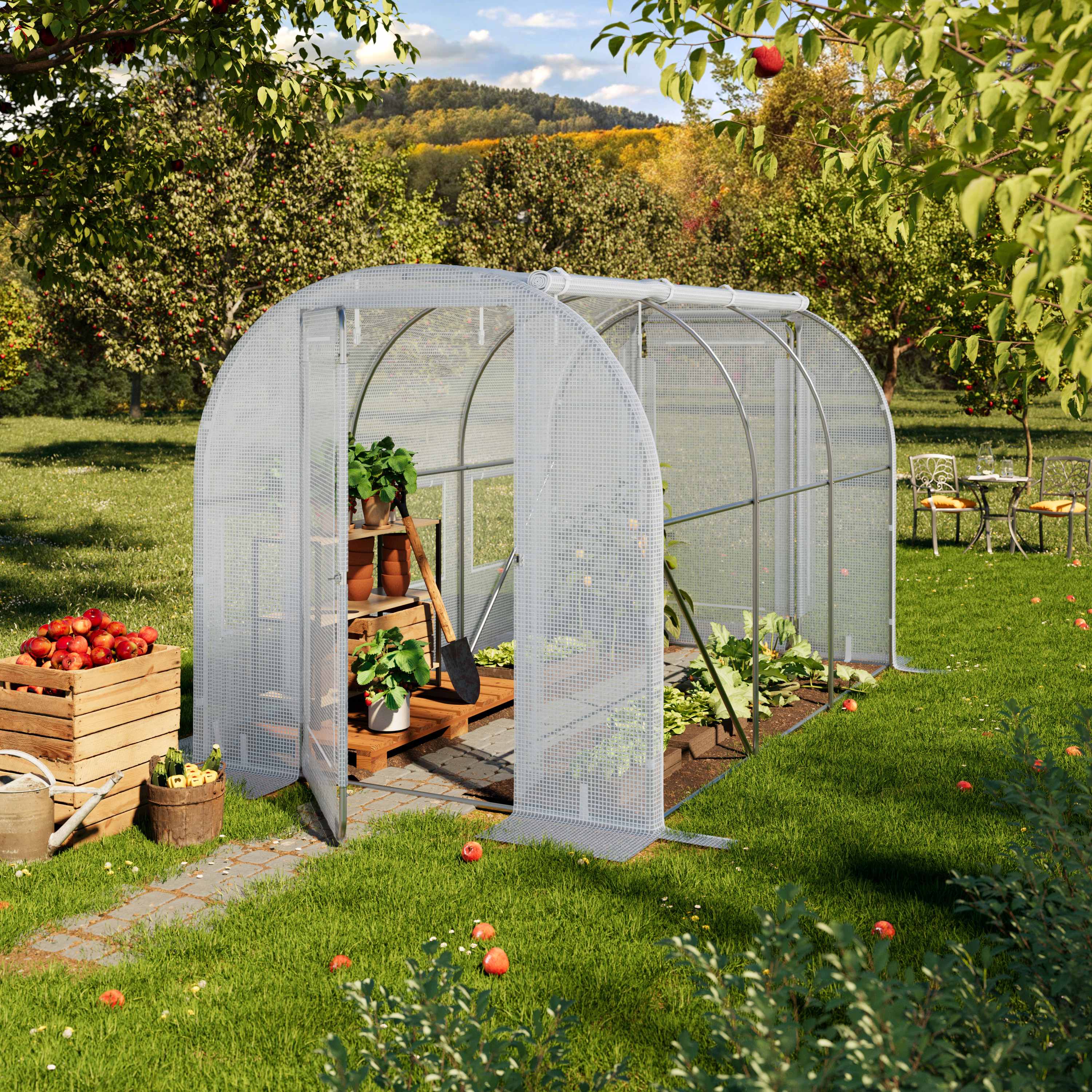 2x3m Foliengewächshaus, PE-Plane, weiß - (8995) Image