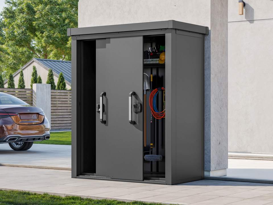 150 x 78 cm Gartenschrank XL, anthrazit - (GFPV00925)