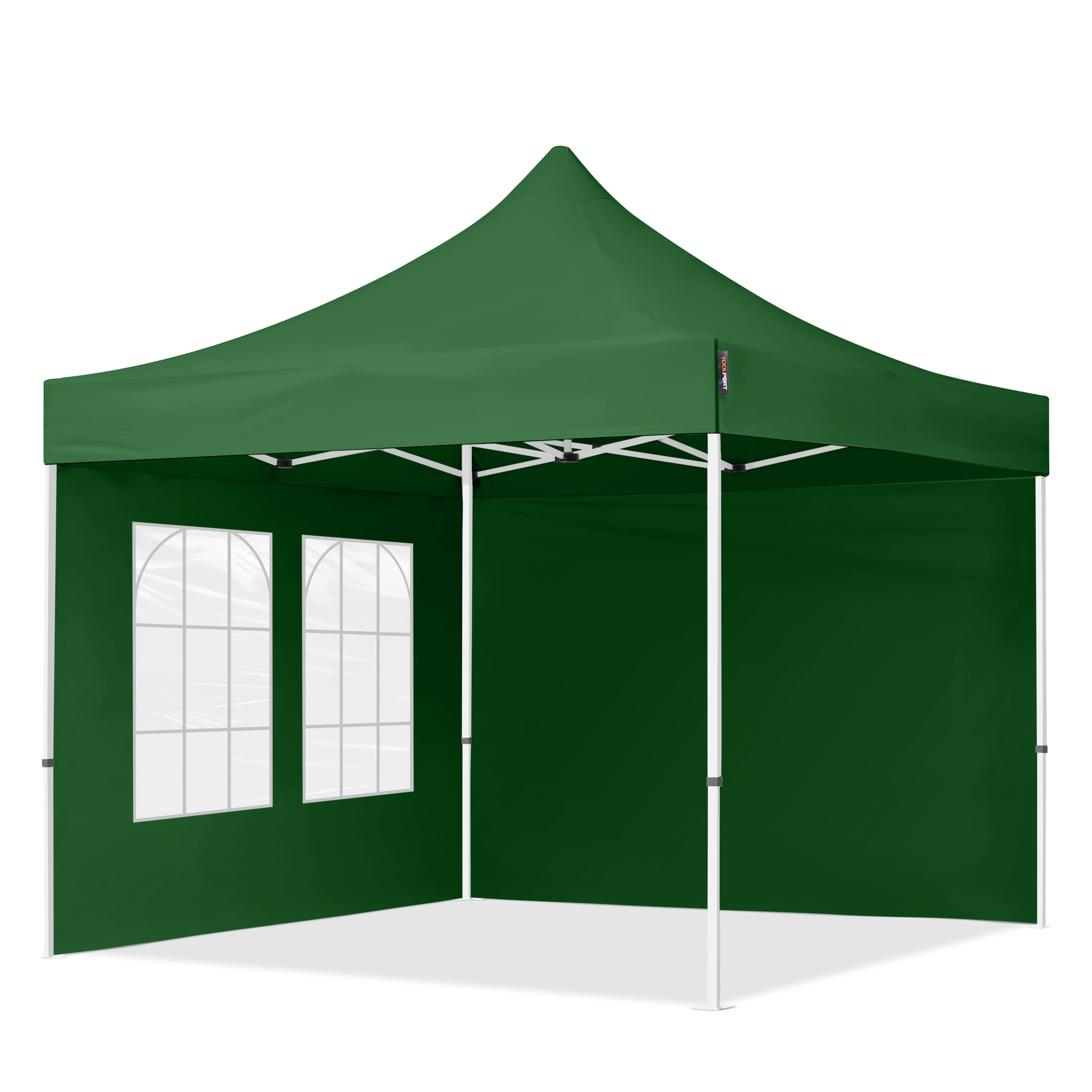 3x3m Stahl Faltpavillon, inkl. 2 Seitenteile, dunkelgrün - (59038) Image