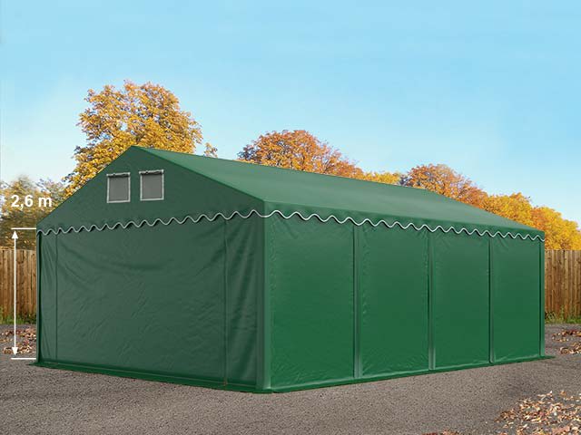 6x8 m Lagerzelt, PVC-Plane, dunkelgrün, mit Bodenrahmen, ohne Statik - (7690BL) Image