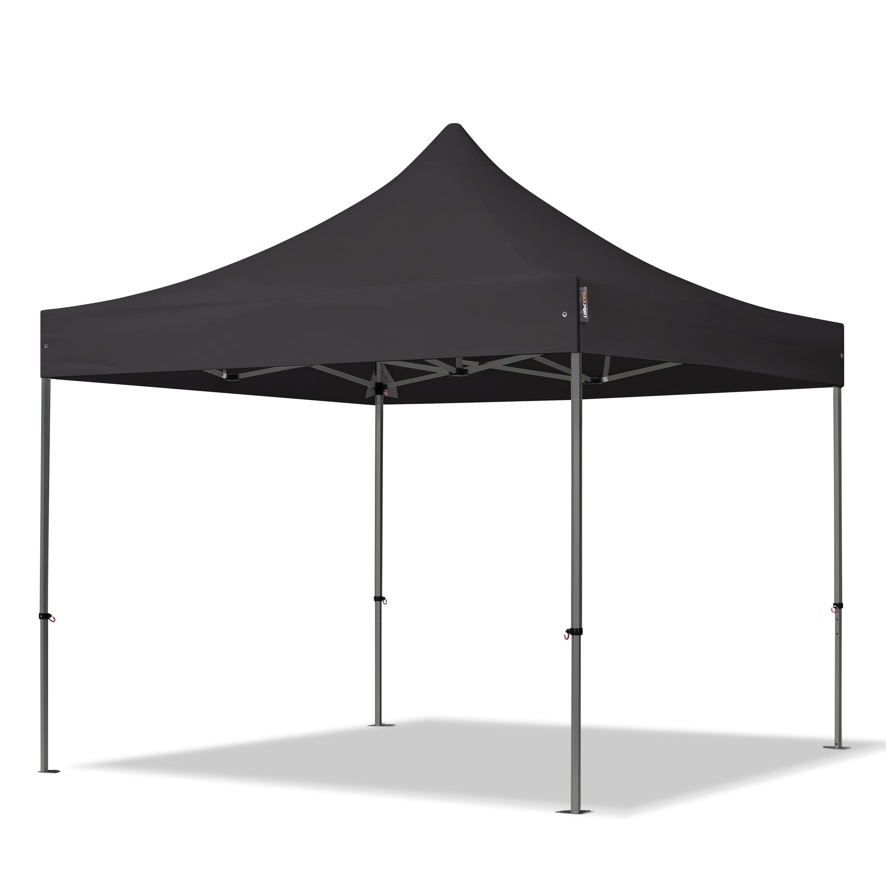 3x3m Stahl Faltpavillon, ohne Seitenteile, schwarz - (600000) Image